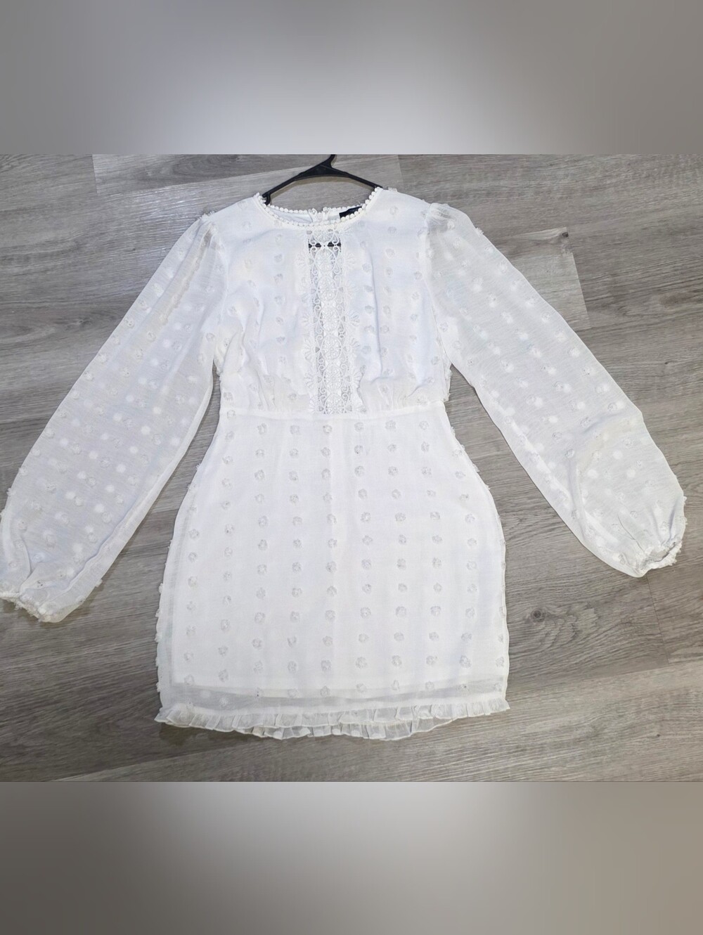 Forever 21 White Swiss-Dot Lace-Trim Girls Dress